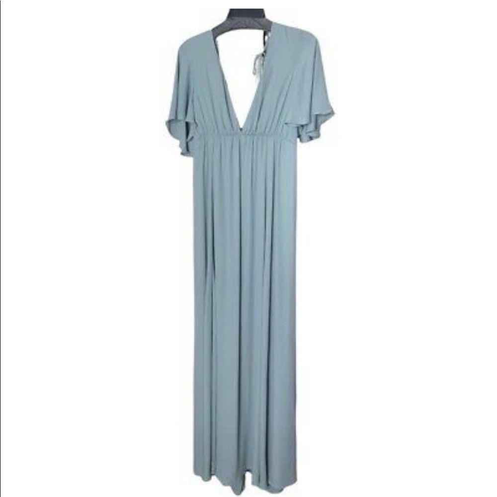Show me your mumu Faye Flutter Maxi Dress in Silver Sage Crisp